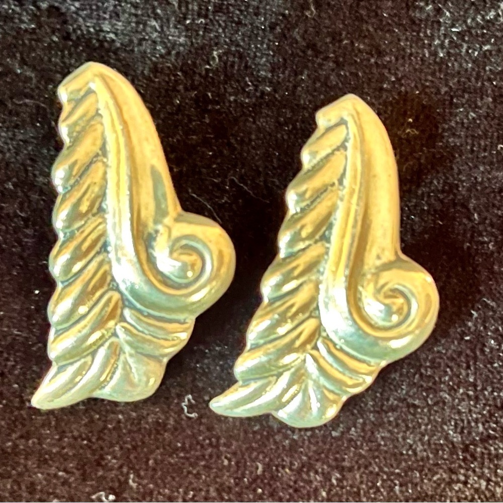 VTG Alfredo Villasana Taxco Sterling Silver Screwback Earrings Modernist Mexico